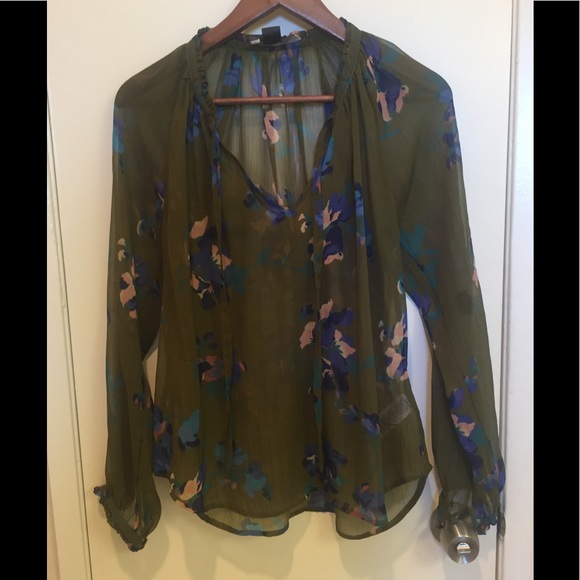 French Connection Tops - French Connection FCUK Peasant Floral Blouse Top